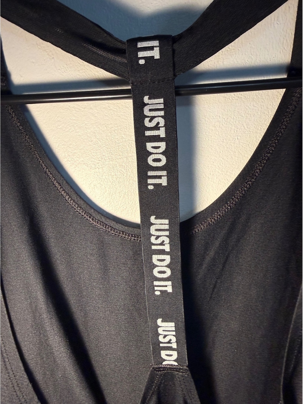 Nike Dri-FIT Black Racerback Tank Top with 'Just Do It' Strap - Picture 3 of 4